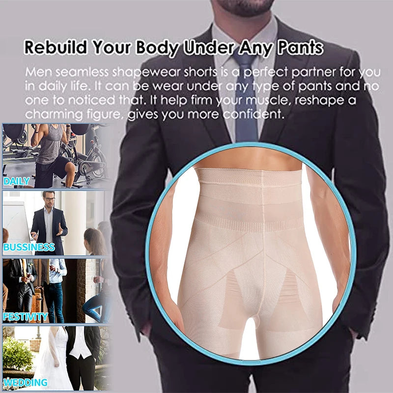 Men's High-Waisted Tummy Control Shaper Boxer Briefs