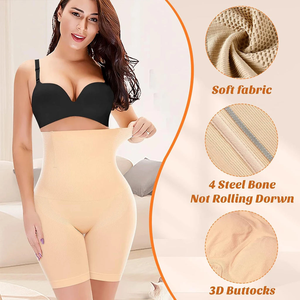 High Waisted Tummy Control Shapewear Shorts, Slip Shorts