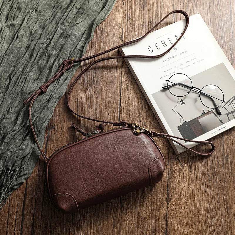 Handmade Leather Shoulder Sling Bag for Women Crossbody Clutch - VacationGrabs