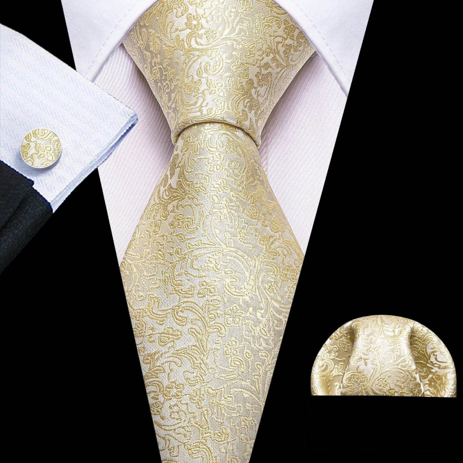 Floral Jacquard Silk Tie Set for Men - VacationGrabs