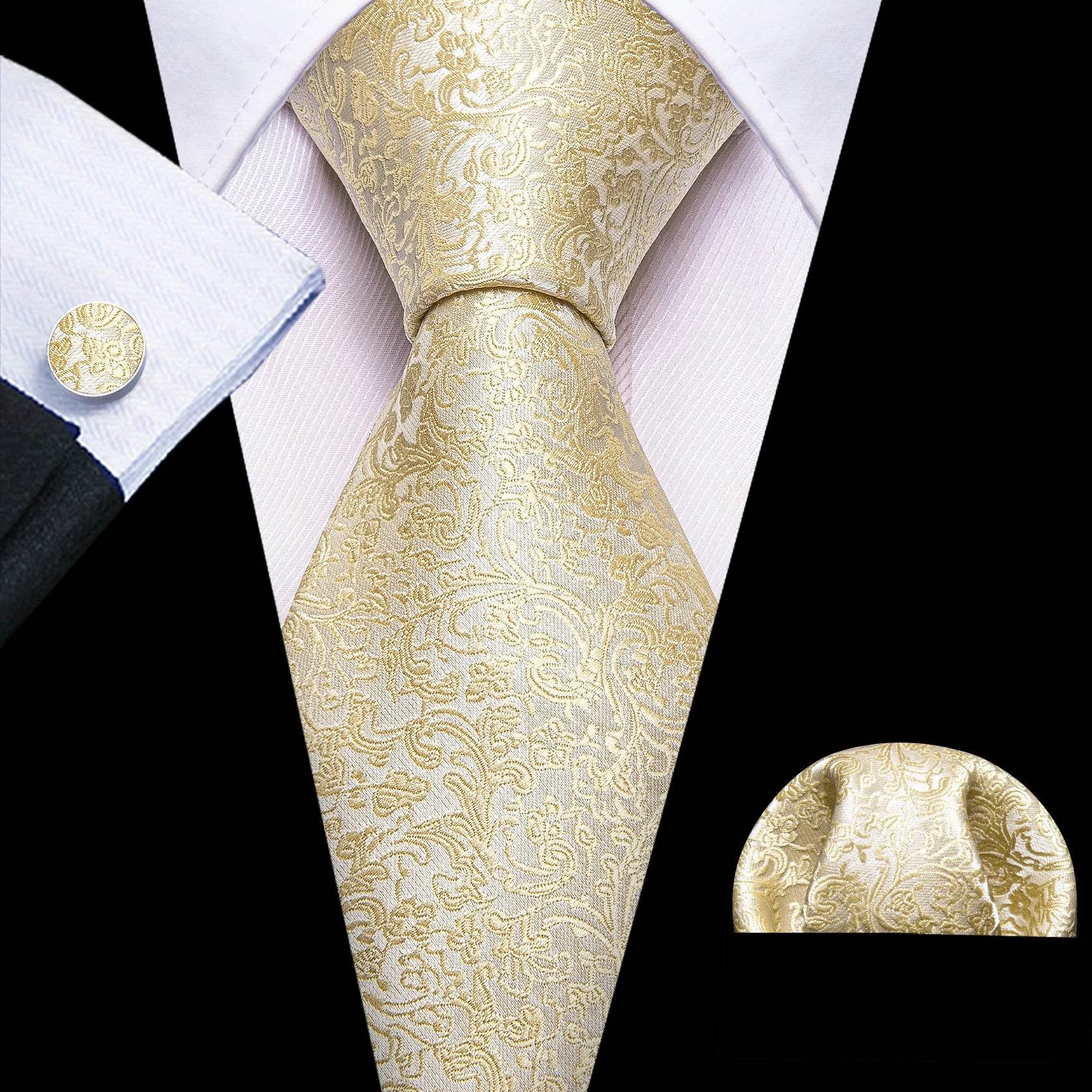 Floral Jacquard Silk Tie Set for Men - VacationGrabs