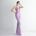 Women's Sequined Floor-Length Mermaid Evening Dress
