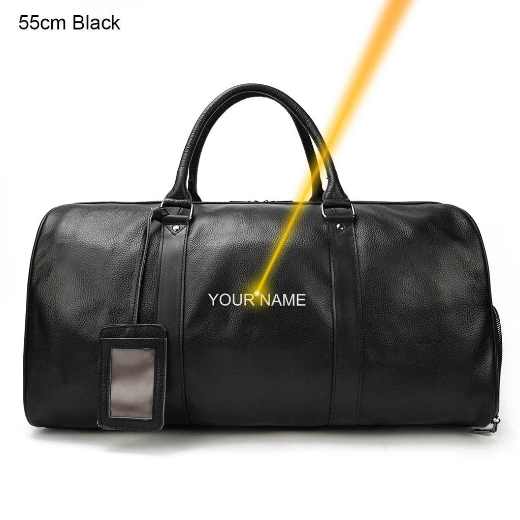 Custom Name Leather Duffel Bag Men’s Weekender Travel Bag - VacationGrabs