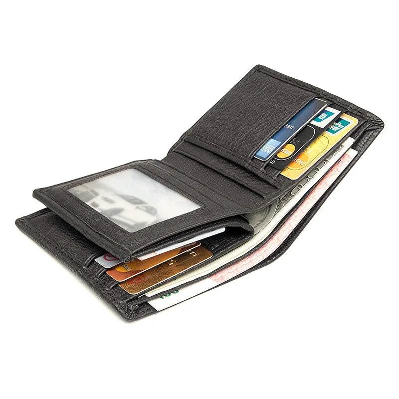 Men’s Leather Bifold Wallet for Cards Multi-slot Cash Clip - VacationGrabs