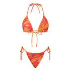 VacationGrabs Women 2 Pieces Bikini Swimsuit Spaghetti Strap Top Tie Side Triangle G-Thong Bathing Suit Beach Holiday Swimwear
