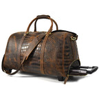 Rolling Genuine leather hand luggage travel bag with wheels