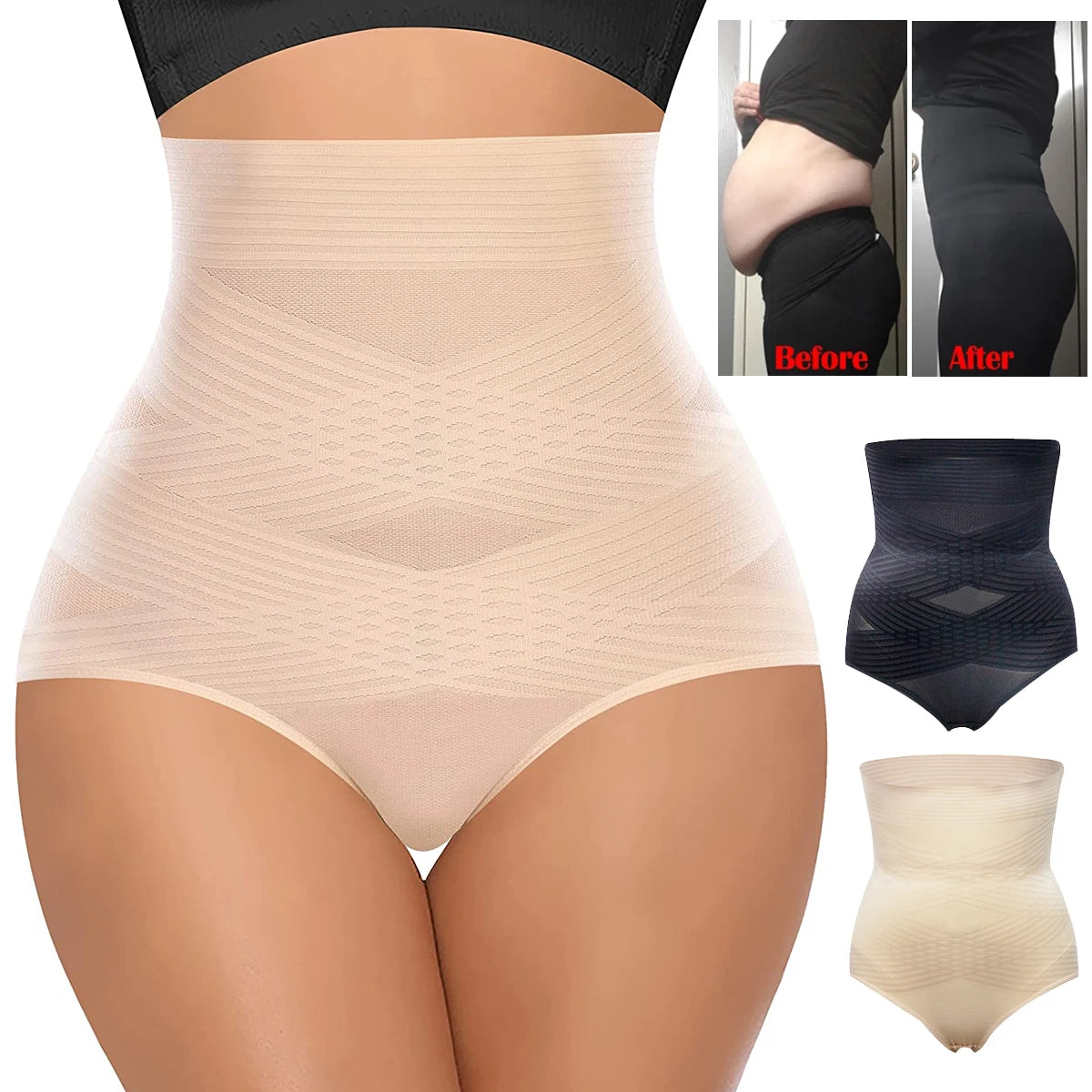 High Waist Tummy Control Shapewear Panties, Firm Body Shaper