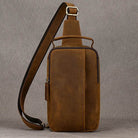 Crazy Horse Leather Men’s Chest Bag Top Layer Cowhide Sling - VacationGrabs
