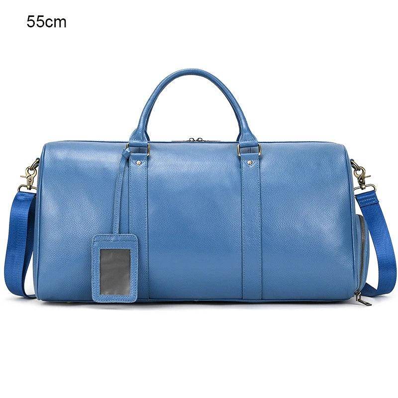 Personalized Leather Duffel Bags Purple Blue Brown Black - VacationGrabs