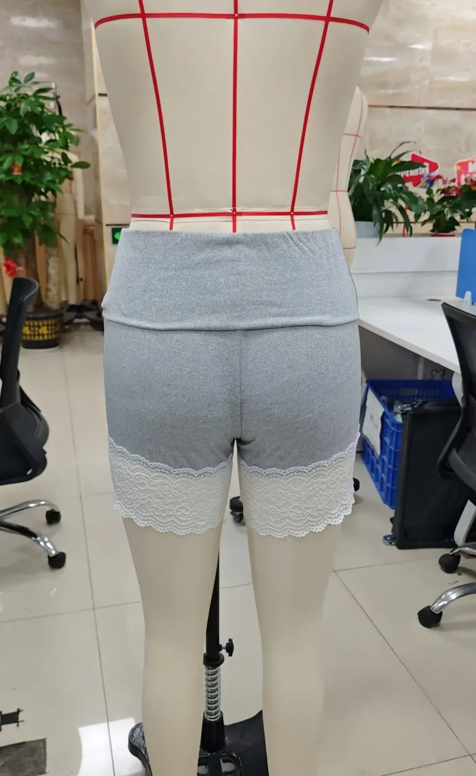 VacationGrabs Chic Y2K Style Fold Over Waist Lace Trim Biker Shorts for Women Solid Color Soft Safety Shorts Casual Daily Loungewear