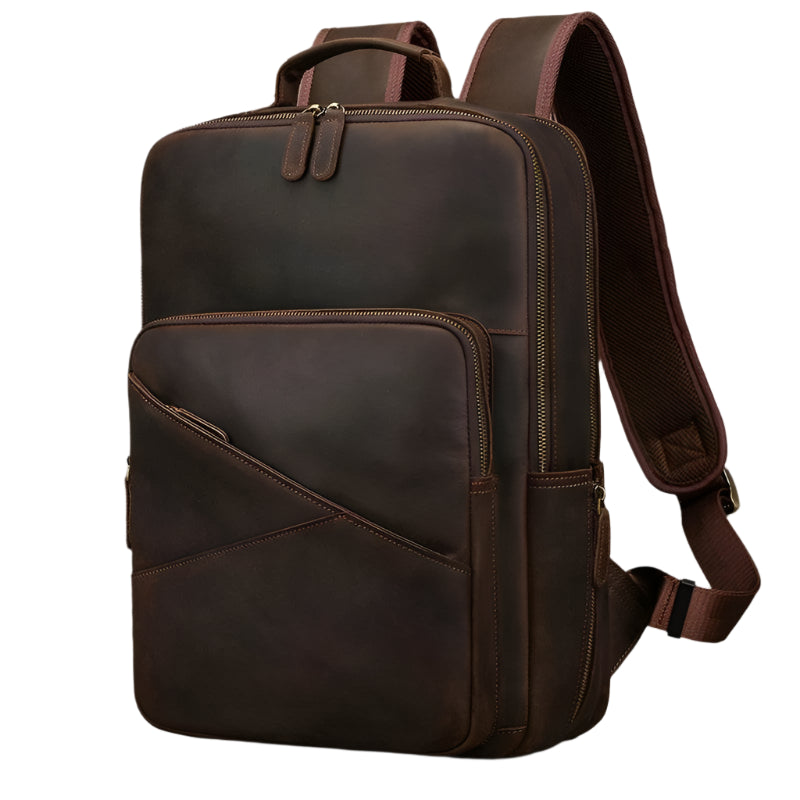 Multifunctional Leather Laptop Backpack for Men Teenager Travel - VacationGrabs