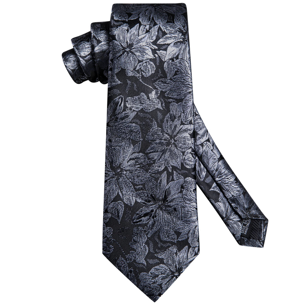 Men's black floral patterned tie for formal events, how to tie mens tie