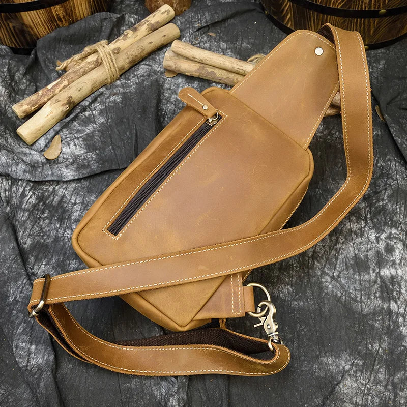 Luxury Designer Men's Leather Chest Bag Real Cowhide Men's Chest Packs Crossbody Male Bag Single Shoulder Bag Man Popular 2022