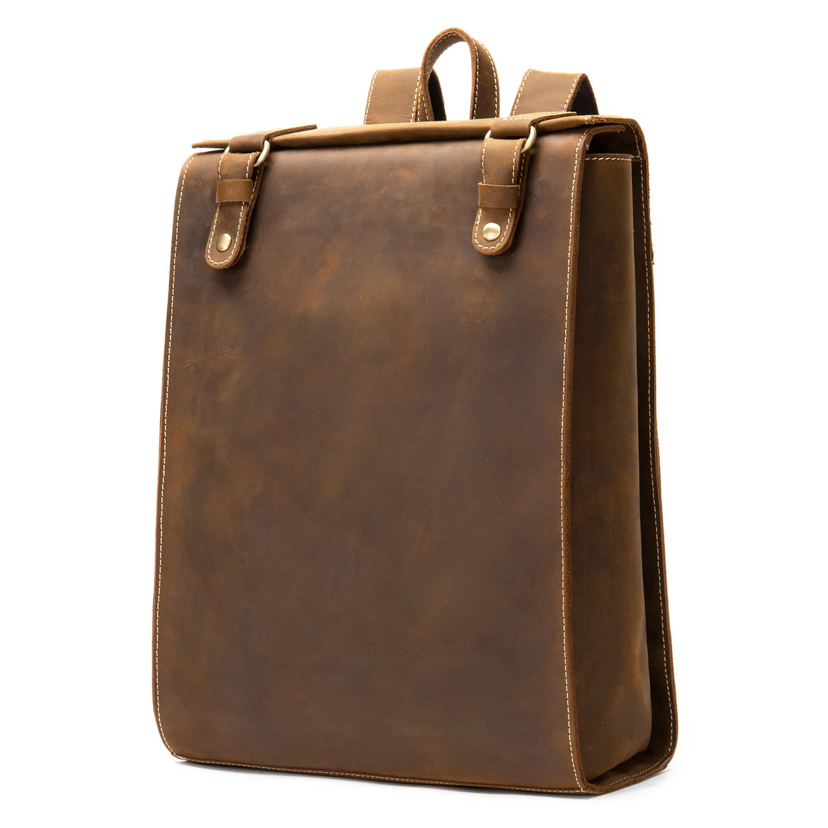 Frenzy Horsehide Men's Double-Shoulder Backpack, Cowhide Outdoor Travel Backpack, Men's Genuine Leather Double-Shoulder Bag