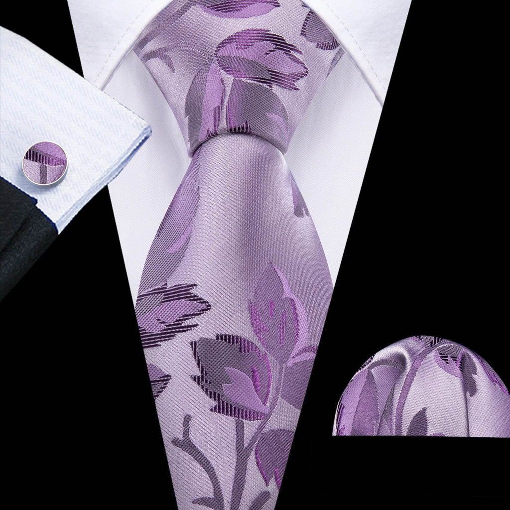 Floral Jacquard Silk Tie Set for Men - VacationGrabs