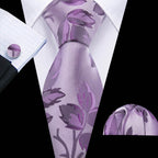 Floral Jacquard Silk Tie Set for Men - VacationGrabs