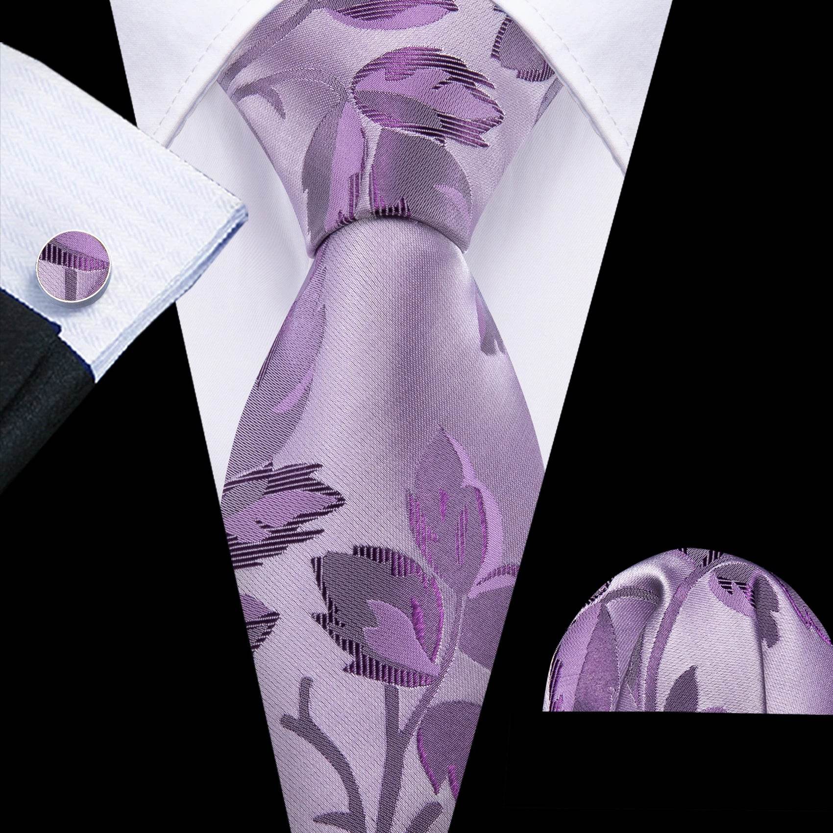 Floral Jacquard Silk Tie Set for Men - VacationGrabs