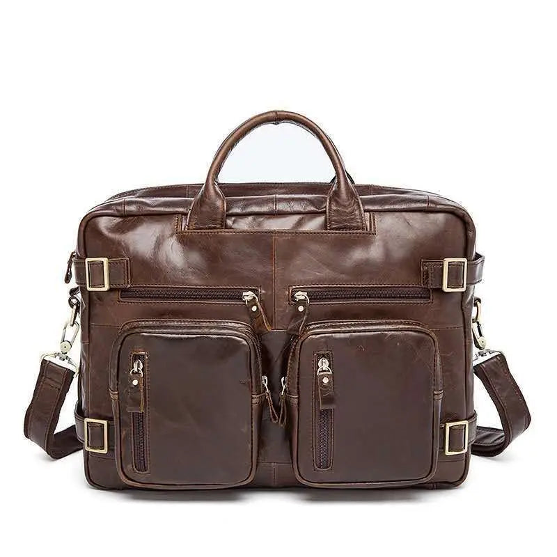 Genuine Leather Men’s Travel Backpack Luxury School Bag 17"