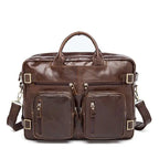 Genuine Leather Men’s Travel Backpack Luxury School Bag 17"