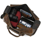 Large Genuine Leather Trolley Duffel – Rolling Luggage Bag - VacationGrabs