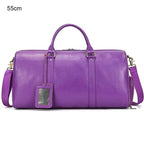 Personalized Leather Duffel Bags Purple Blue Brown Black - VacationGrabs