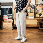 Red Tornado Old Money Aesthetic Linen Pants Men's Casual Pleated Trousers Loose Fit