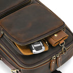 Men's Genuine Leather Chest Sling Bag with Handle