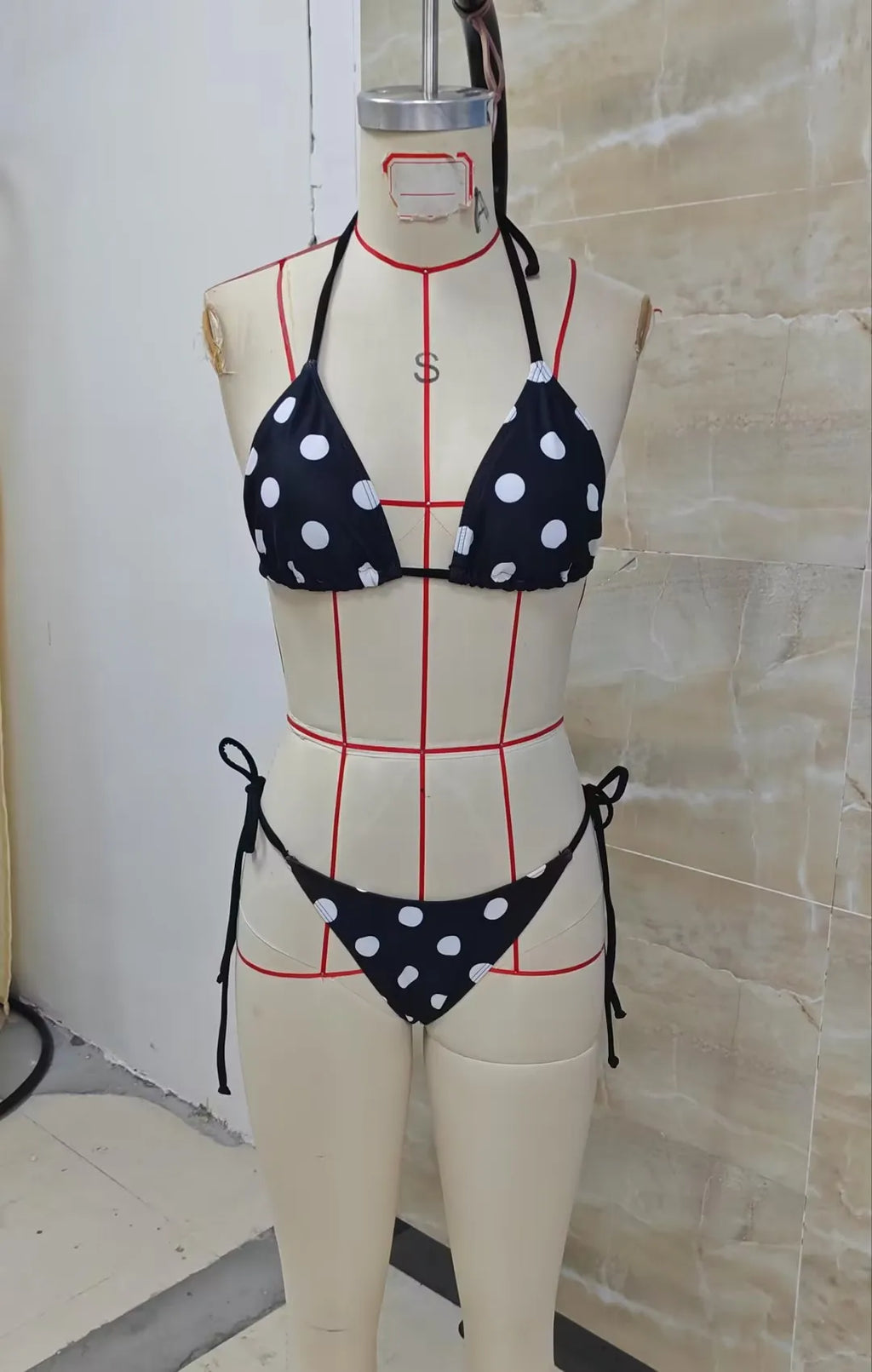 VacationGrabs Women 2 Piece Bikini Set Dot Print Halter Neck Bra Tops and Thongs Casual Bathing Suits for Beach Pool