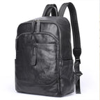 Black Leather Backpack for Men Casual Travel Daypack 14"