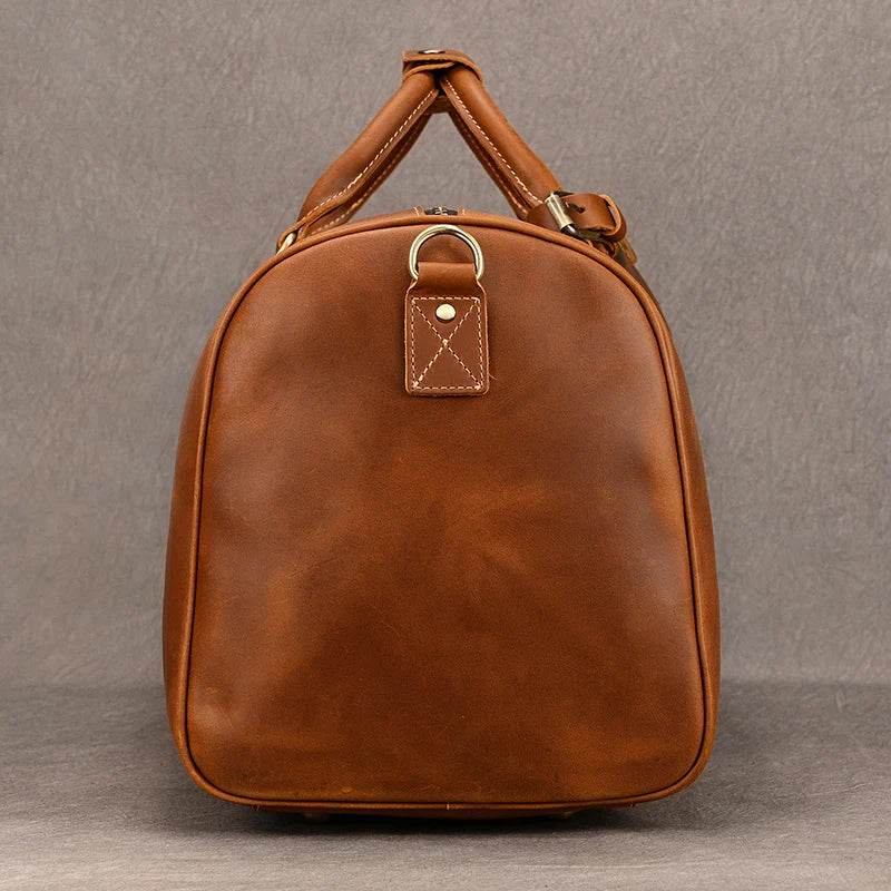 Custom Name Leather Duffel Bag Men’s Weekender Travel Bag - VacationGrabs