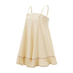 Women Slip Mini Dress Spaghetti Straps Backless Pleated A-line Dress Summer Loose Fit Mini Dress Y2K Cottage Streetwear