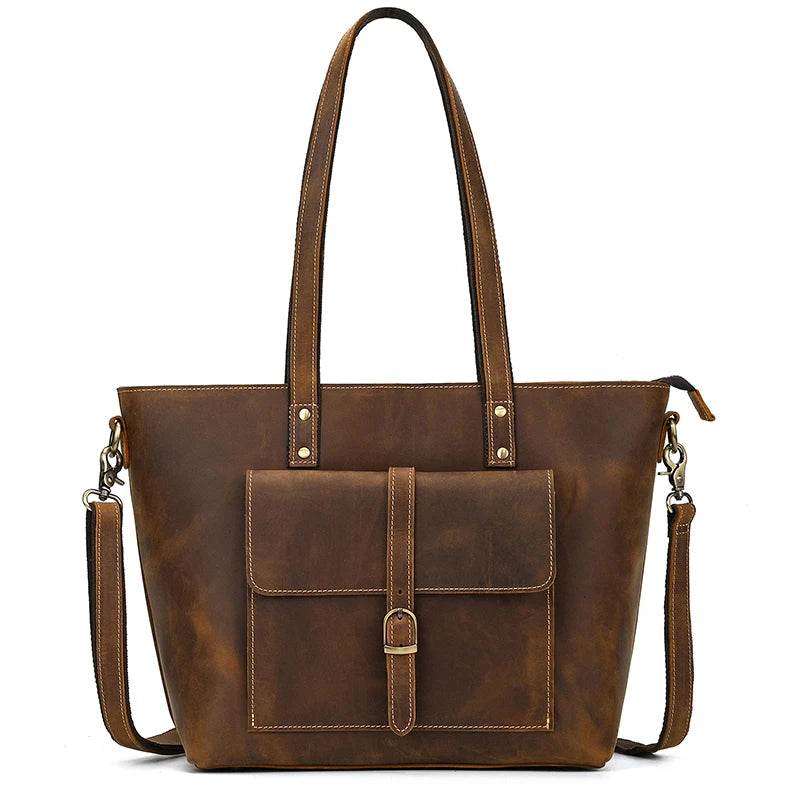 Designer Leather Handbag Women Fashion Work Totes Cowhide - VacationGrabs