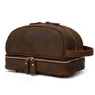 Crazy Horse Genuine Leather Small Travel Toiletry Bag - VacationGrabs