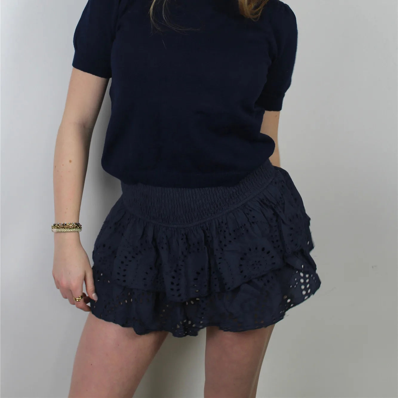 VacationGrabs Women Y2K Ruffle Layered Mini Skirts Smocked A Line Pleated Short Skirt Boho Beach Mini Skirt Cute Skirts for Teen Girls