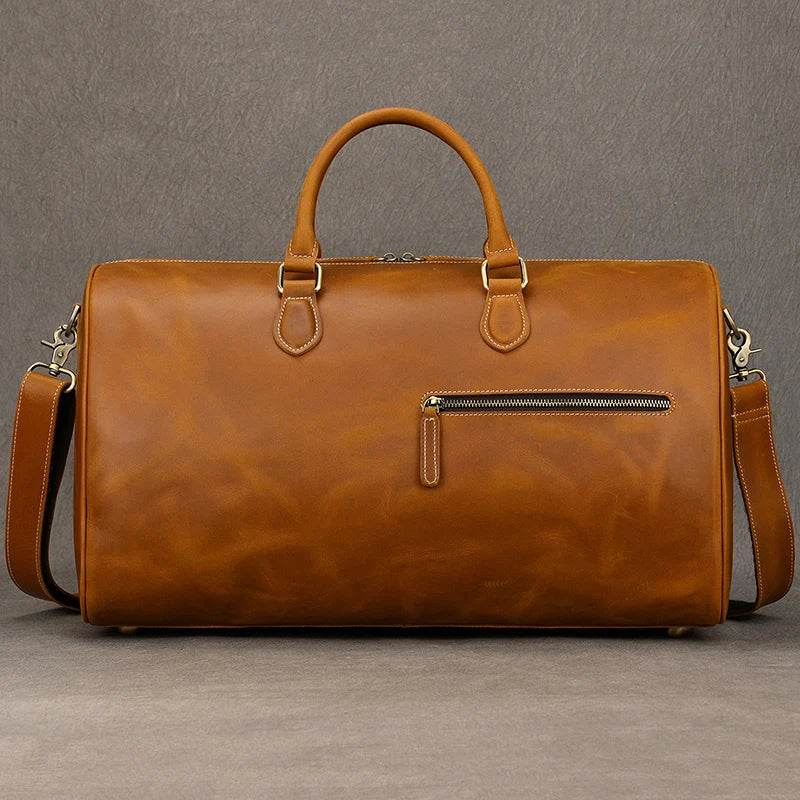Crazy Horse Leather Travel Bag – Large Duffle for Men - VacationGrabs