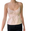 Women Y2k Babydoll Cami Tops Ruffles Hem Spaghetti Strap Crop Tops Sleeveless Backless Peplum Shirts Summer Cute Tops