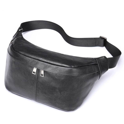 Big Size Leather Chest Bag Waist Pouch Real Cowhide Crossbody - VacationGrabs