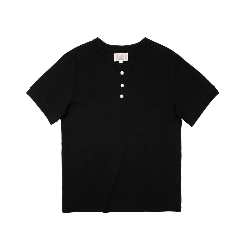 Red Tornado Short Sleeve Henley T-Shirt Heavyweight Cotton Every Day Tee Amekaji