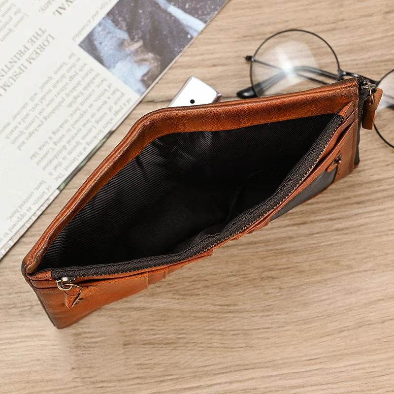 Vintage Leather Short Wallet with Coin Purse for Men RFID - VacationGrabs