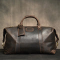 Men's Dark Brown Leather Travel Duffle Bag