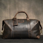 Men's Dark Brown Leather Travel Duffle Bag