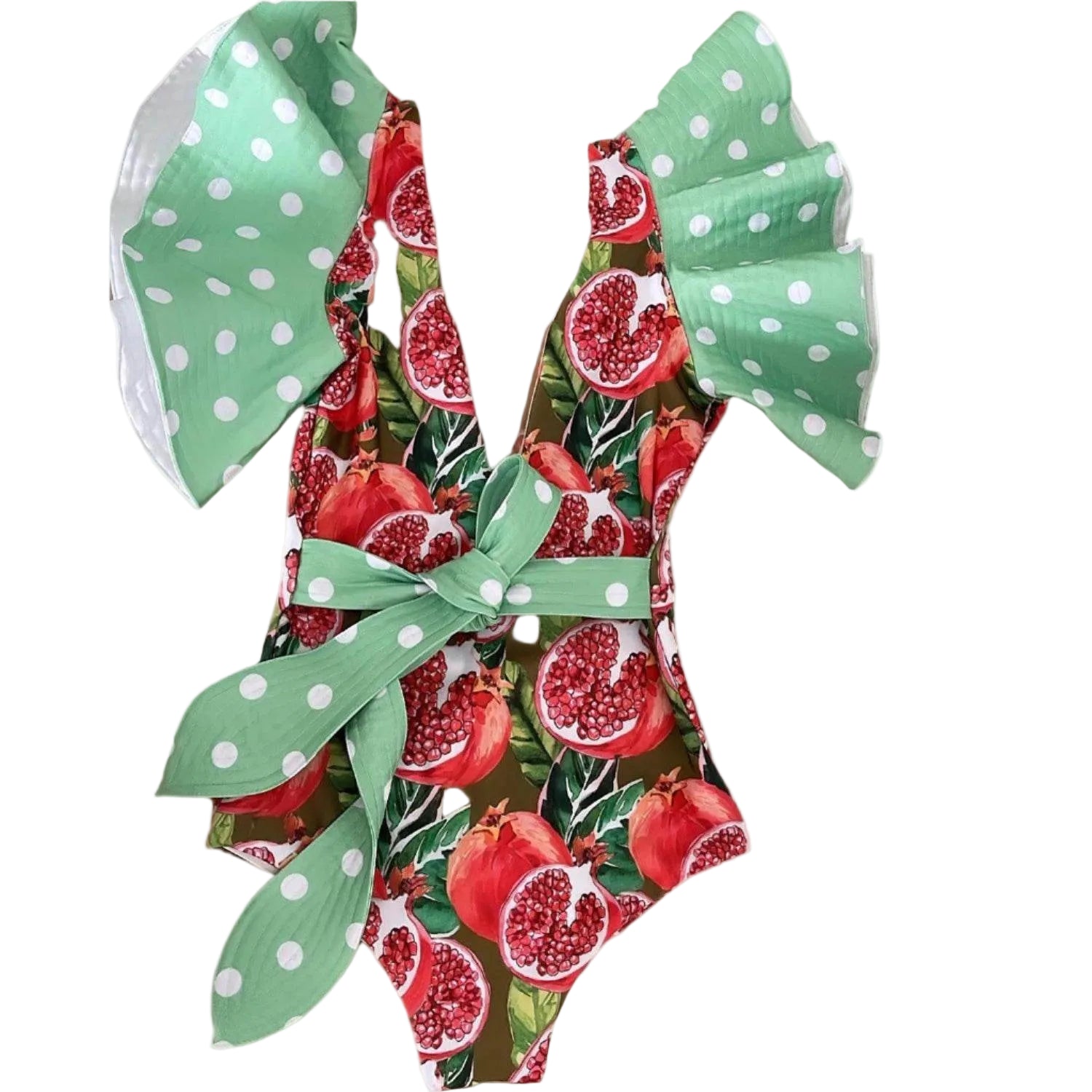 Ruffle Print Floral One Piece Slimming Swimwear - VacationGrabs