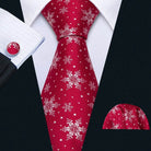 Red Plaid Silk Tie Set for Men - VacationGrabs