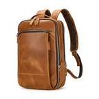 Vintage Travel Backpack Crazy Horse Leather Double Zipper Bag - VacationGrabs