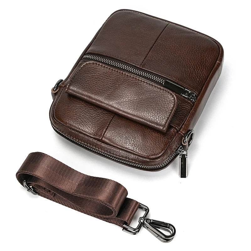 Casual Men's Small Leather Shoulder Crossbody Messenger Bag - VacationGrabs