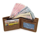 Retro Short Wallet for Men, Genuine Leather Coins & Cards Pocket - VacationGrabs