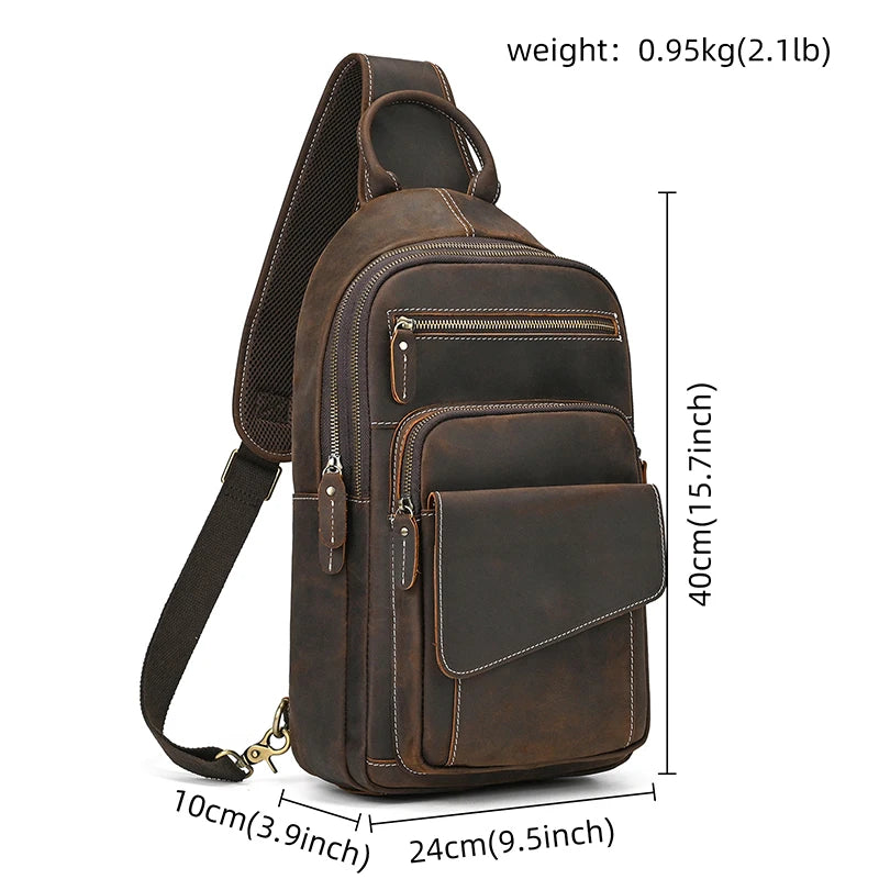 Men's Genuine Leather Chest Sling Bag | Real Cowhide