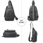 Man's Sling Bag Genuine Leather Chest Bag Crossbody for Gym - VacationGrabs