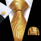 Gold & Beige Silk Tie Set for Men - VacationGrabs