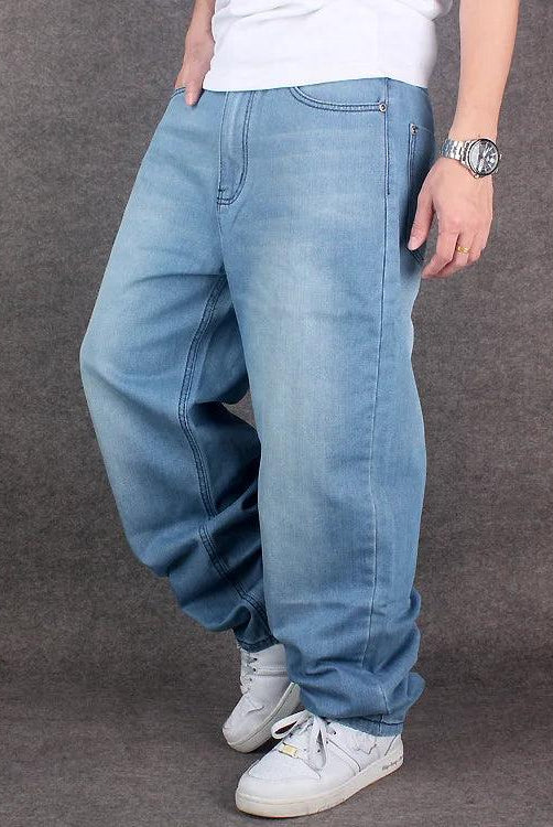  Oversized Loose Denim Jeans Men's Wide Leg Streetwear Pants